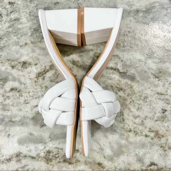 NIB SHEIN White Braided Strap Block Heels Slide Mules Heels Size 6 - Picture 6 of 13